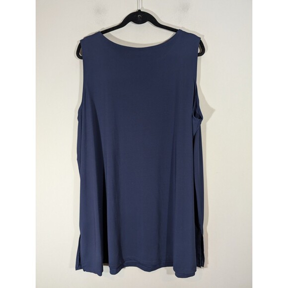 Jessica London Womens Sleeveless Flowy Top Navy Plus 26/28 Mature Lagenlook - Picture 2 of 5